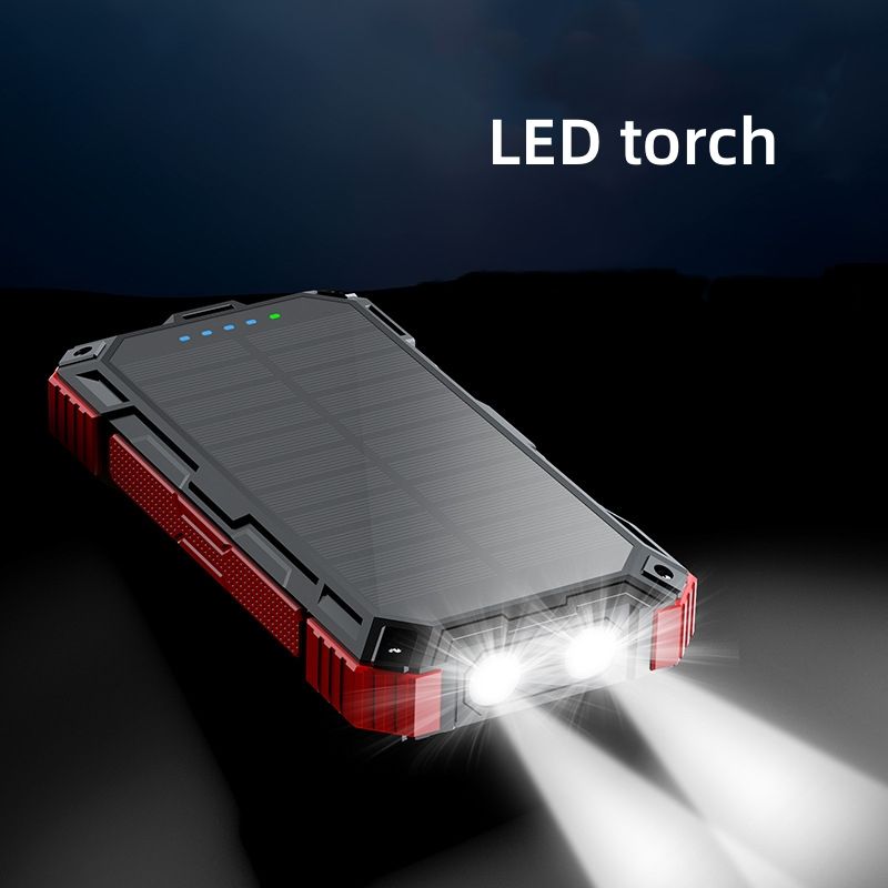 20000mAh outdoor battery | Portable LED flash light | Fast charging | Solar panel | Power bank waterproof | Multiple certifications